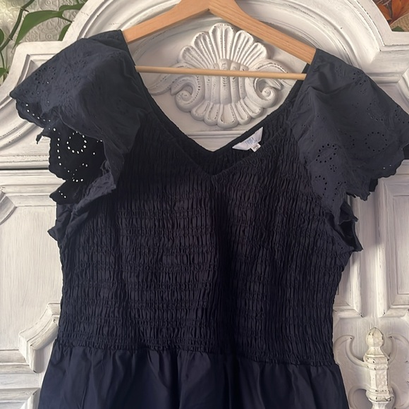 5 for $25! Time & True Blue Ruched Top Scalloped Eyelet Flutter Sleeves XXXL/22 - Picture 4 of 8
